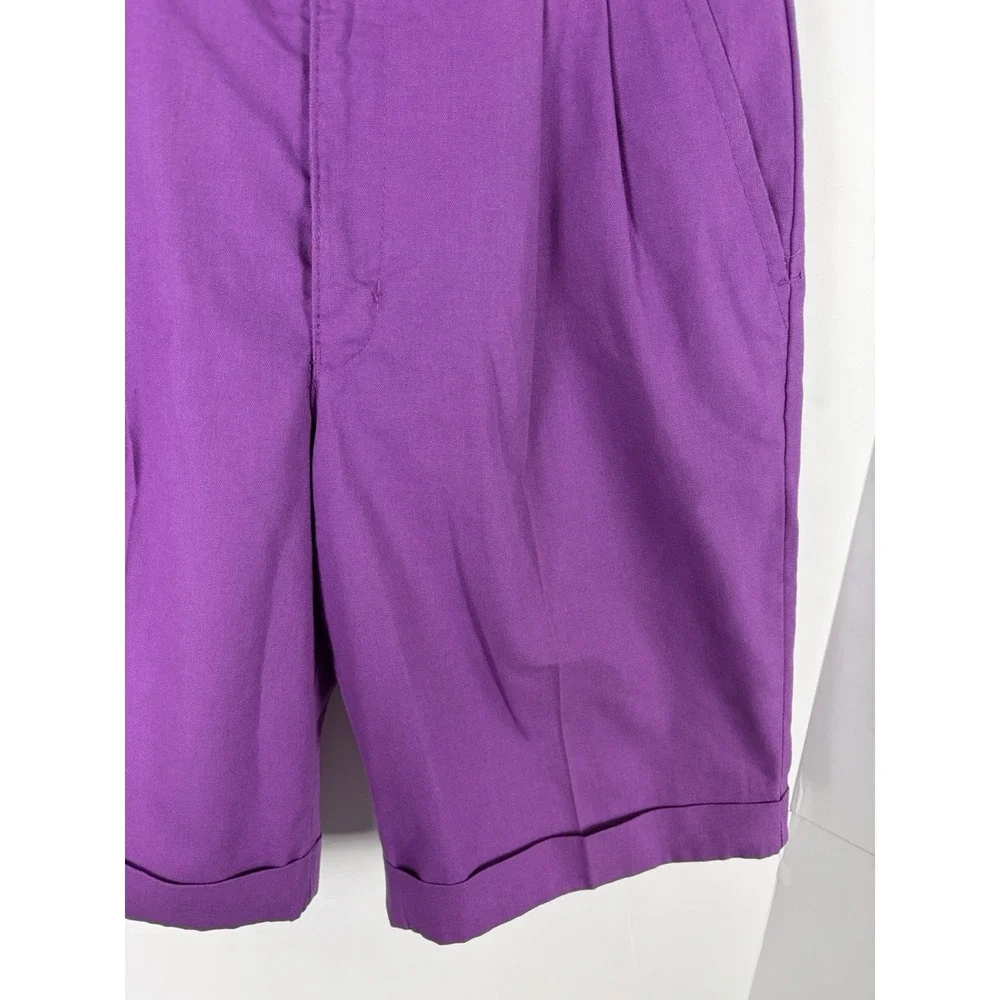 Britannia Vintage Purple High Rise Pleated Bermuda Shorts 27